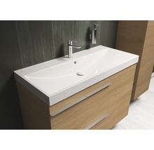 Wastafelonderkast met wastafel, kraan en zeepdispenser