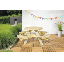 Ronde picknicktafel van hout met zitbanken voor de tuin