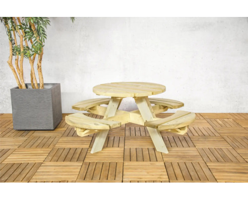 Ronde picknicktafel van hout voor de tuin