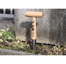 Pootstok van hout en metaal