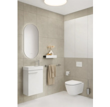 Moderne badkamer met wastafel, spiegel, toilet en plank