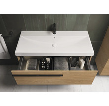 Wastafelonderkast met open lade, inclusief wastafel, kraan en badkamerbenodigdheden