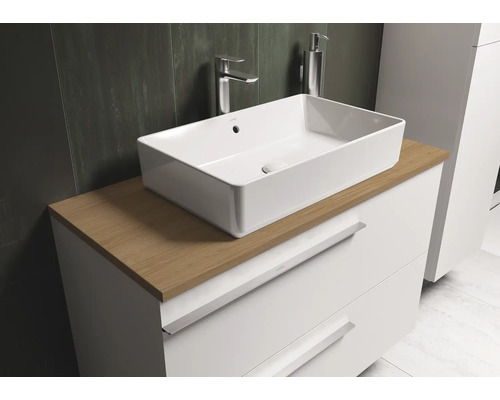 Wastafelmeubel met opzetwastafel en onderkast voor de badkamer.