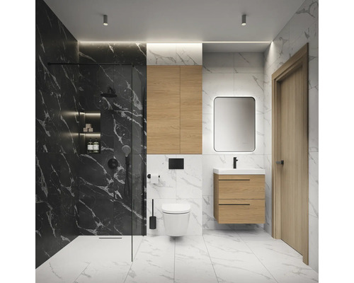 Moderne badkamer met douche, wastafel en toilet