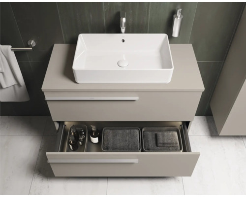 Moderne badkamer met wastafel en open lade-element