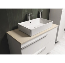 Wastafelmeubel met opzetwastafel, kraan en zeepdispenser