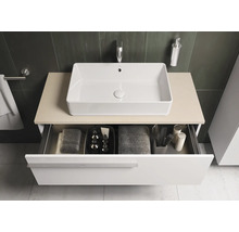 Moderne badkamer met opzetwastafel en open lade-element