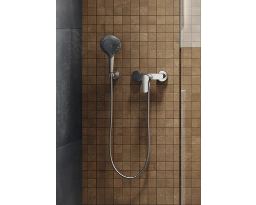 Doucheset met handdouche en kraan aan de muur