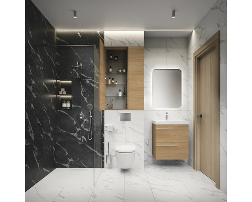 Moderne badkamer met douche, wastafel en toilet