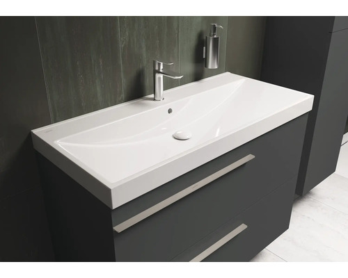 Wastafelcombinatie met wastafel, kraan en dispenser