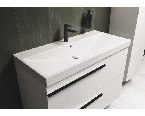 Wastafelonderkast met opzetwastafel, kraan en zeepdispenser