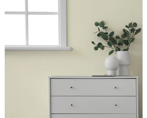 Interieurweergave met ladekast, decoratie en raam voor een heldere, georganiseerde sfeer.