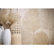 Decoratief behang met bladerpatroon en vazen