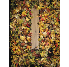 Decoratieve vloerbedekking met laminaat en herfstbladeren