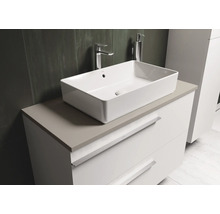 Moderne badkamer met opzetwastafel en onderkast