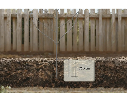 Afbeelding van een klimhulp in de grond met een diepte van 26.5 cm.
