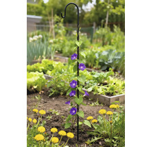 Bloemenstandaard in de tuin met bloeiende planten