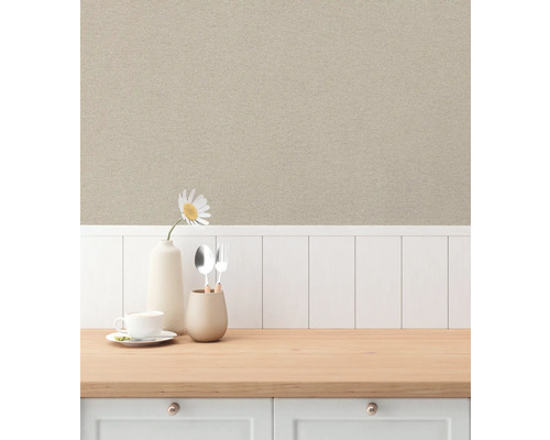 Textielbehang in een keukenambiance met werkblad