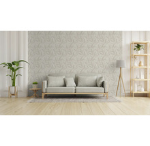 Woonkamer met bank, kamerplanten en rek