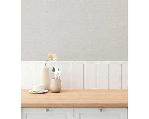 Scene met textielbehang, werkblad en keukendecoratie