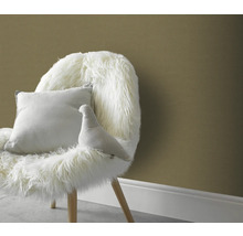 Decoratieve stoel met kussen en stoffen vogel op schapenvacht