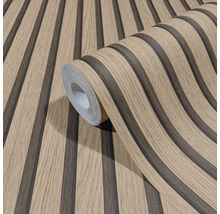 Rol behang met houten lambrisering effect