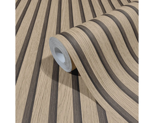 Rol behang met houten lambrisering effect