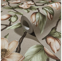 Rol behang met magnolia motief