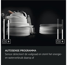 Autosense programma: Sensor detecteert de vuilgraad en stemt het energie- en waterverbruik daarop af