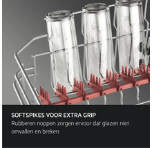 Glazen in een vaatwasserrek met zachte steunpunten