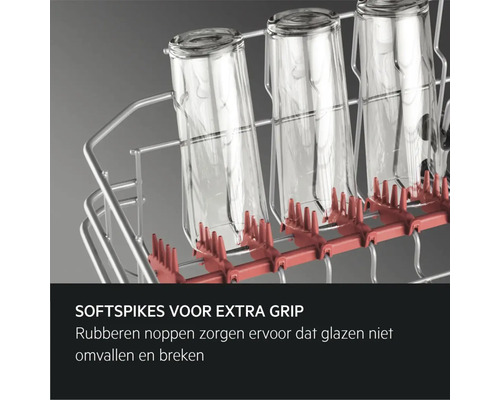 Glazen in een vaatwasserrek met zachte steunpunten