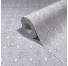 Rol papieren behang met kronen en letterpatroon