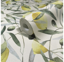 Rol behang met citroen- en olijfpatroon