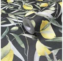 Rol behang met citroen- en olijfmotief