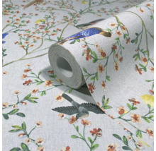 Rol behang met vogel- en bloemmotief