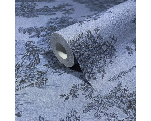 Rol behang met Toile-de-Jouy motief