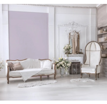 Elegante woonkamer met bank, fauteuil, open haard en boekenkast in een helder ontwerp