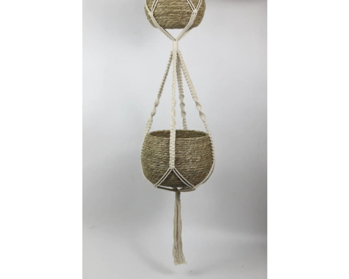 Bloemenhanger met macramé-ophanging en gevlochten pot