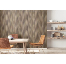 Eetkamer met design wandpaneel, eettafel en planken