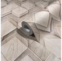 Rol driedimensionaal behang met geometrisch patroon