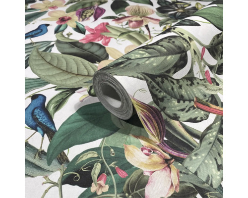 Rol behang met bloemen- en vogelmotief