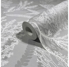 Behangrol met plantenpatroon op een grijze achtergrond