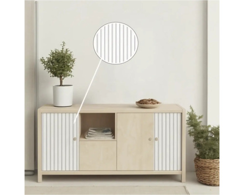 Dressoir met deuren, open vak en geribbelde elementen