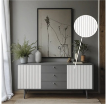 Dressoir met drie lades en geribbelde deuren