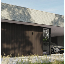 Modern huis met gevel, garage en elektrische auto