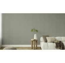 Woonkamer met grijze muurverf, bank, tafel en decoratie voor een lichte en vriendelijke sfeer