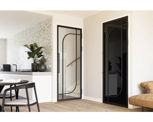 Interieurontwerp met twee binnendeuren met glas