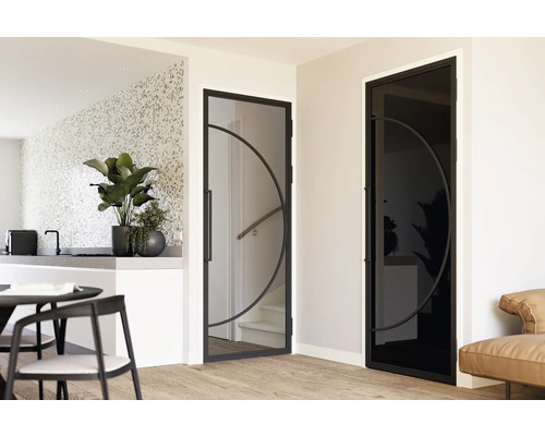 Interieur met twee binnendeuren met halve cirkel decoratie