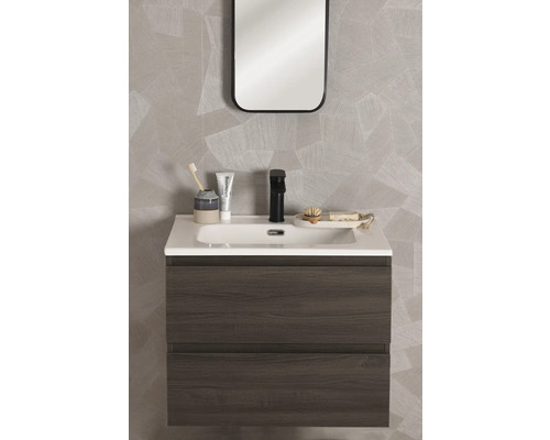 Wastafelonderkast met wastafel, kraan en spiegel