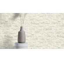 Vliesbehang met steenlook in de woonkamer met vaas